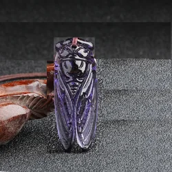 Natural Amethyst Hand Carved Cicada Jade Pendant Fashion Boutique Jewelry Men's and Women's Cicada Necklace Gift Accessories