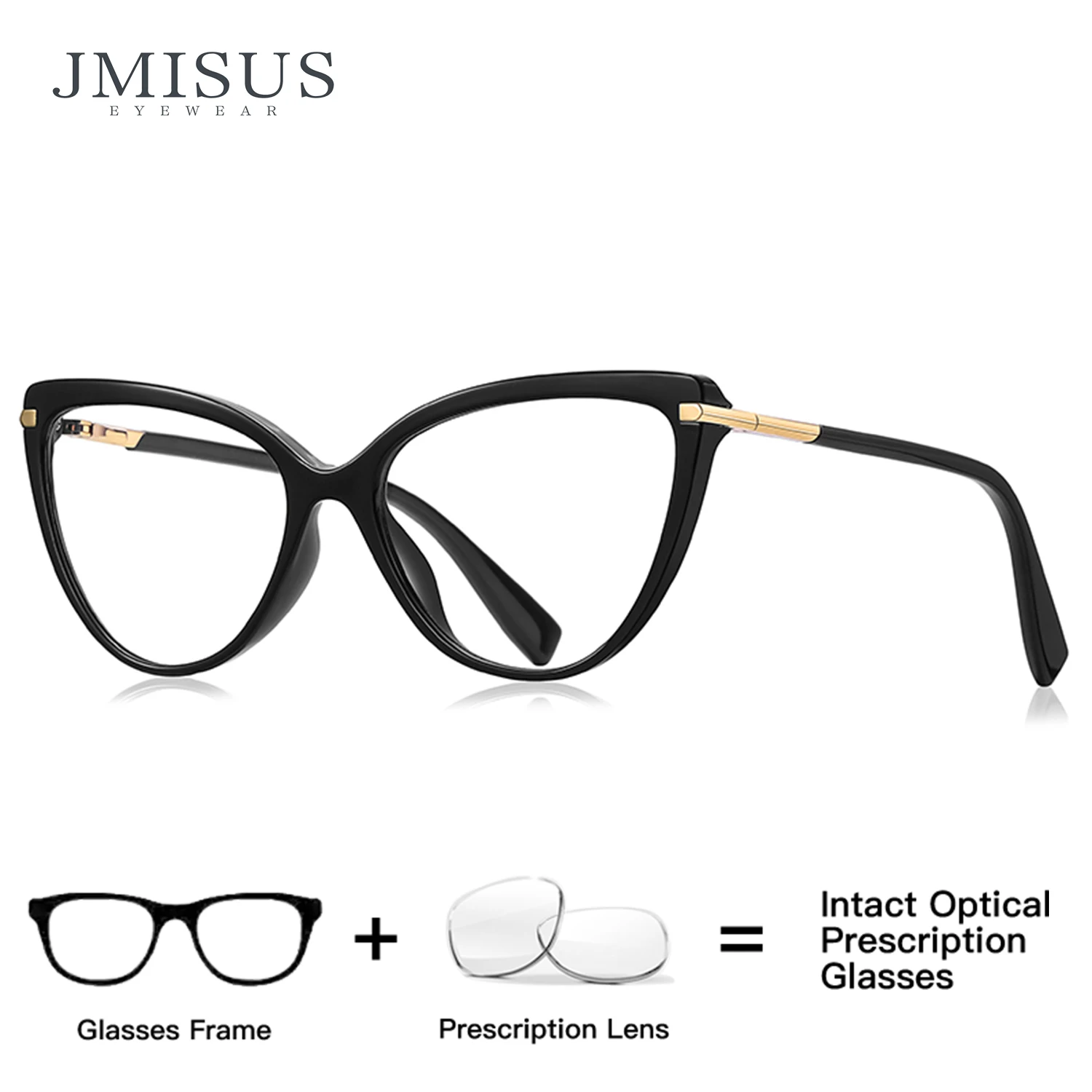 

JMISUS Durable Optical Lenses with Prescription Cat Eye Glasses Women Anti Reflective Coating Classic Design