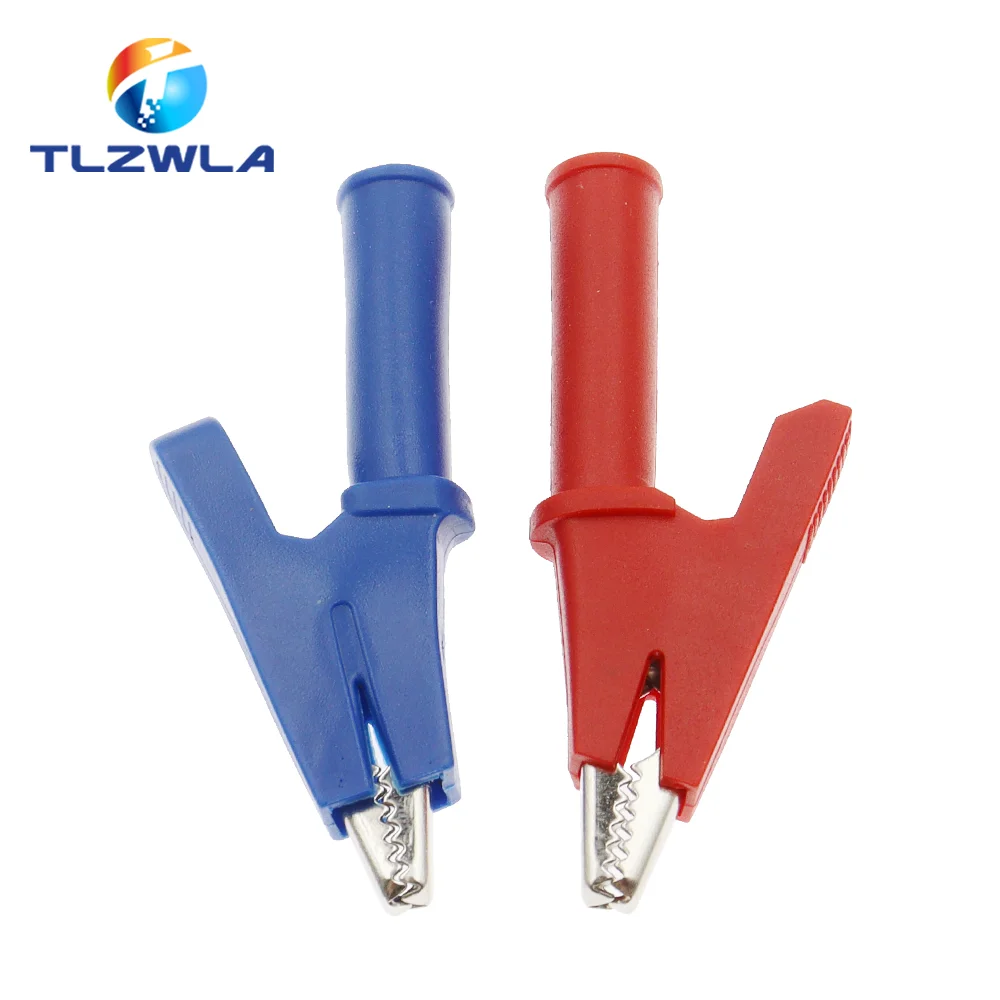 5PCS Pure Copper Insulated Test Alligator Clip 10MM Opening With 4MM Jack Safety Crocodile Clamps For Banana Plug Or Welding