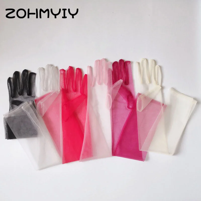 Transparent Sunscreen Sexy Driving Gloves Women Gloves Ultra Thin Dress Gloves Sheer Tulle 70cm Long Female Gloves Women Gloves