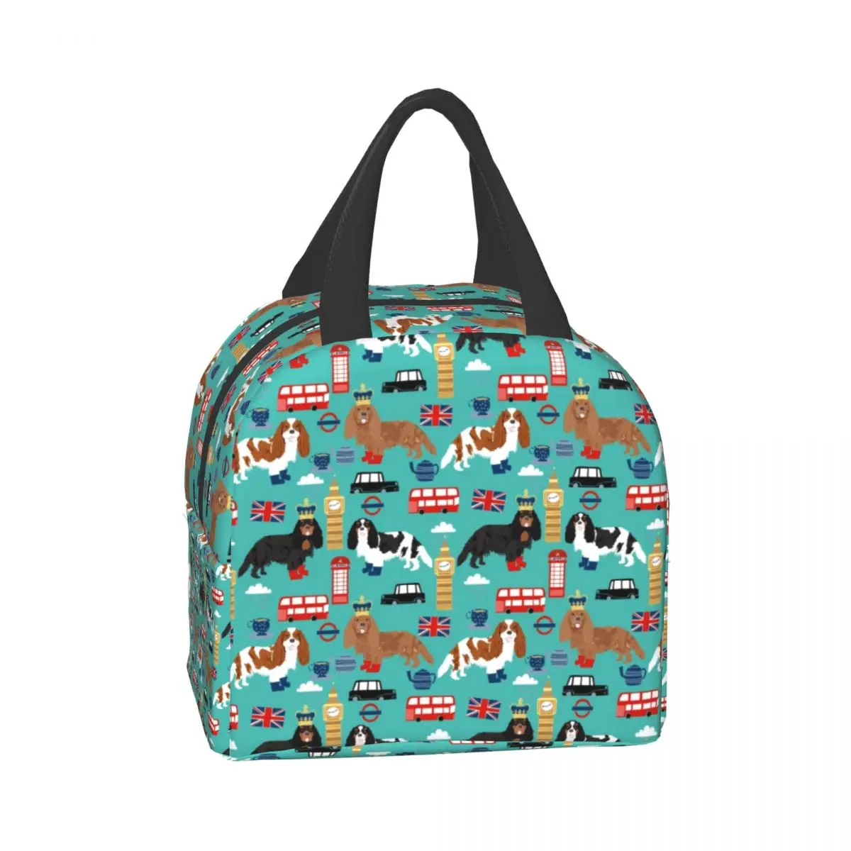 Sac à lunch isotherme réutilisable pour femme et enfant, chien de compagnie, épagneul Cavalier King Charles, école et bureau, glacière, boîte à lunch thermique