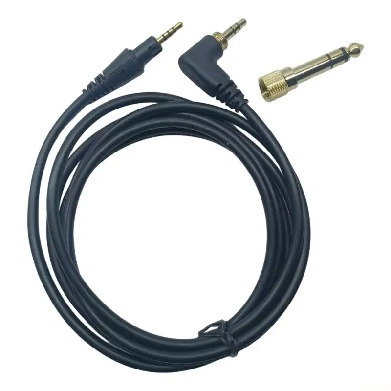 B03F Headphone Replacement Cord, 170 Black Cable with 3.5 mm End, Locking Bend Side and Included 6.35 mm Sleeve for Routine Home