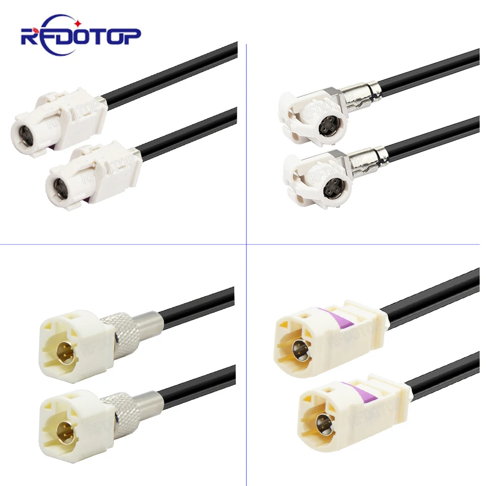 

4Pin White FAKRA HSD Code B Male Plug to Female Jack USB LVDS Shielded Dacar 535 4-Core Cable for Benz BMW Audi Tesla VW