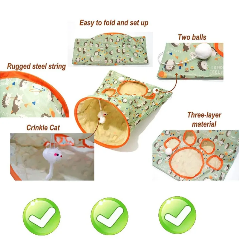 

Интерактивная туннельная сумка для домашних животных, игрушка для игр с маленькими животными, упражнения-головоломки, тренировки и бег, кошка и котенок