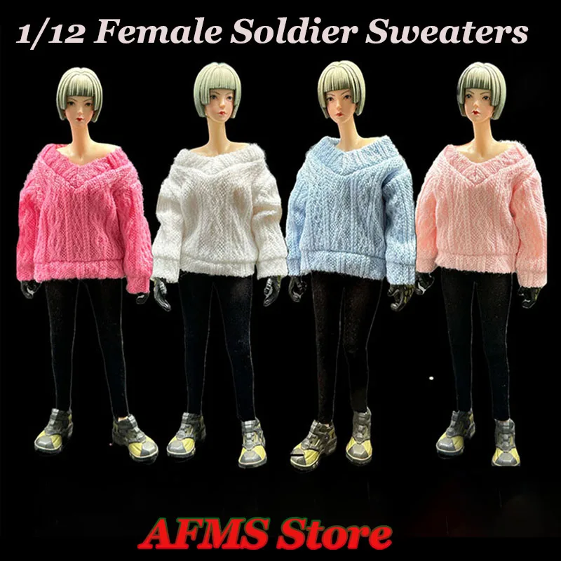 1/12 Female Soldier Pullover Cute Anime Girls Knitted Twist Sweater Long Sleeve Short Tops Accessory For 6