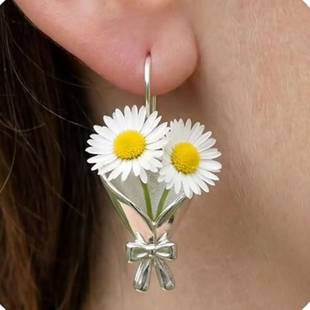 Romantic Gold Color DIY Flower Holder Earrings For Women Creative Insertable Flowers Bouquet Vase Earring Party Wedding Jewelry view 4