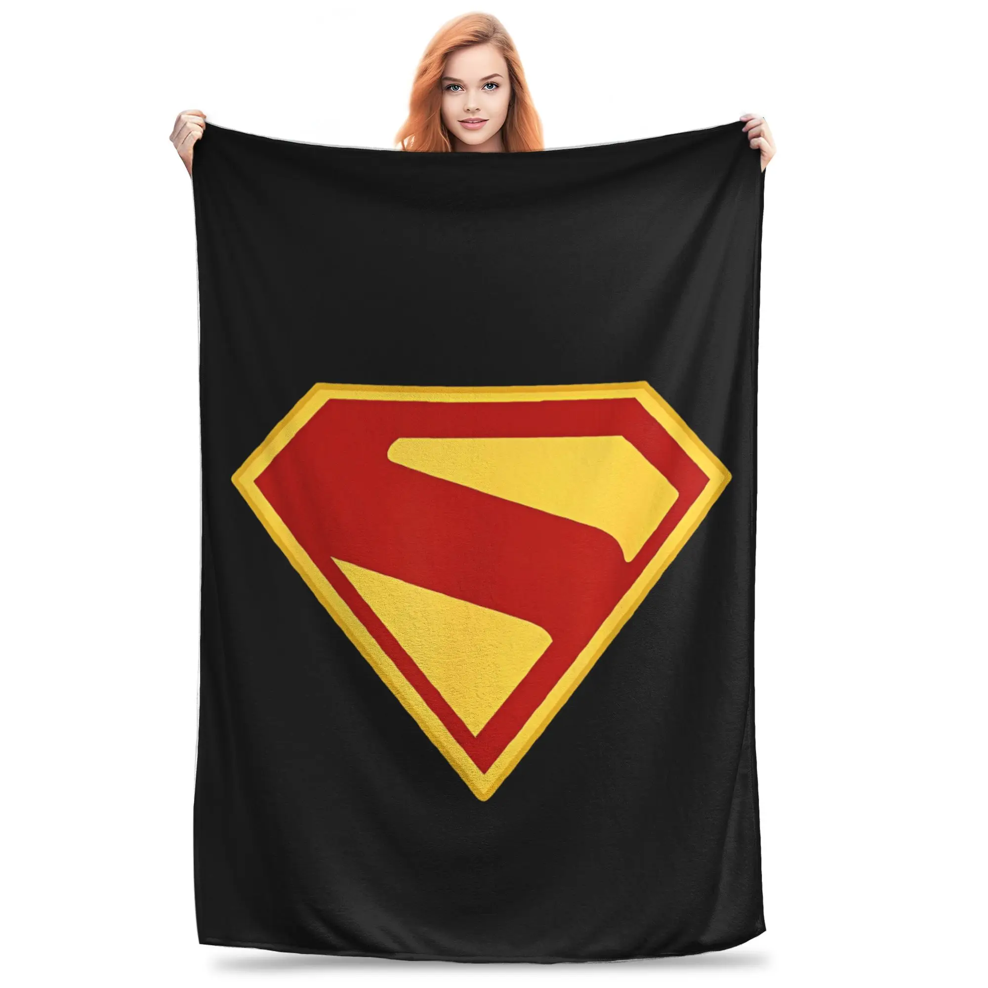 

Вязаные одеяла Supermans S-Shield, нечеткие одеяло, кровать, диван, портативное мягкое теплое покрывало,
