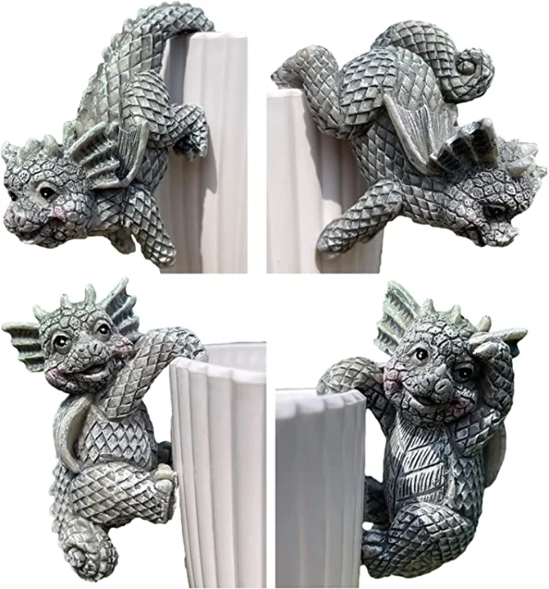 

4 Pack Planter Pot Holder Miniature Decorative Dragon Planter and Vase Hugger Creative 3D Craft Dragon Statue Climbing Decor