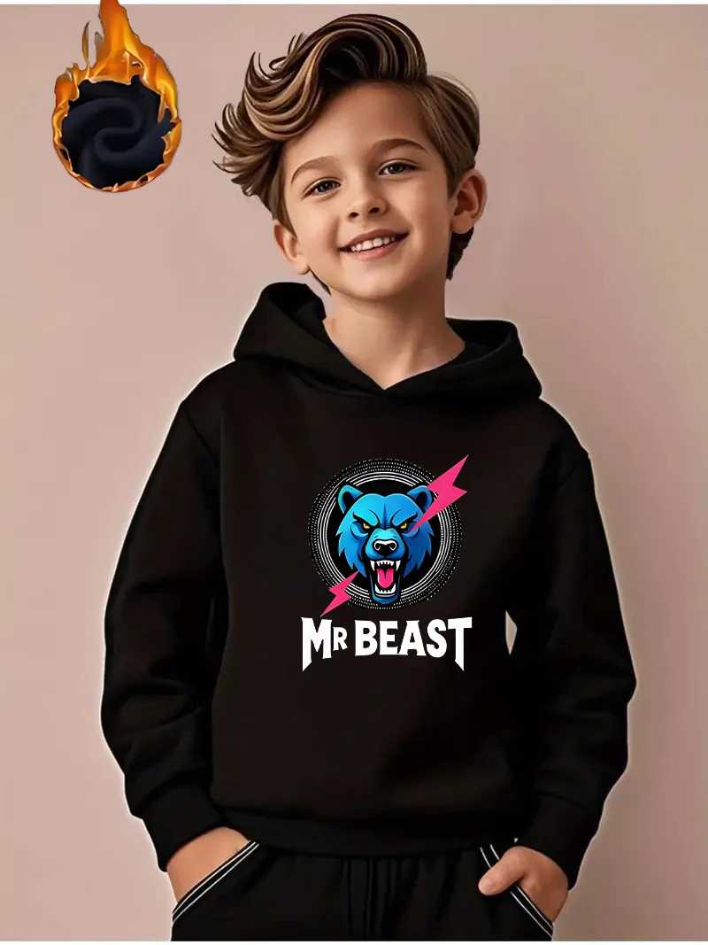 سويت شيرت بغطاء للرأس سميك ودافئ للأولاد. الخيار المثالي للارتداء اليومي غير الرسمي والأنشطة الخارجية. مثالية ل #1