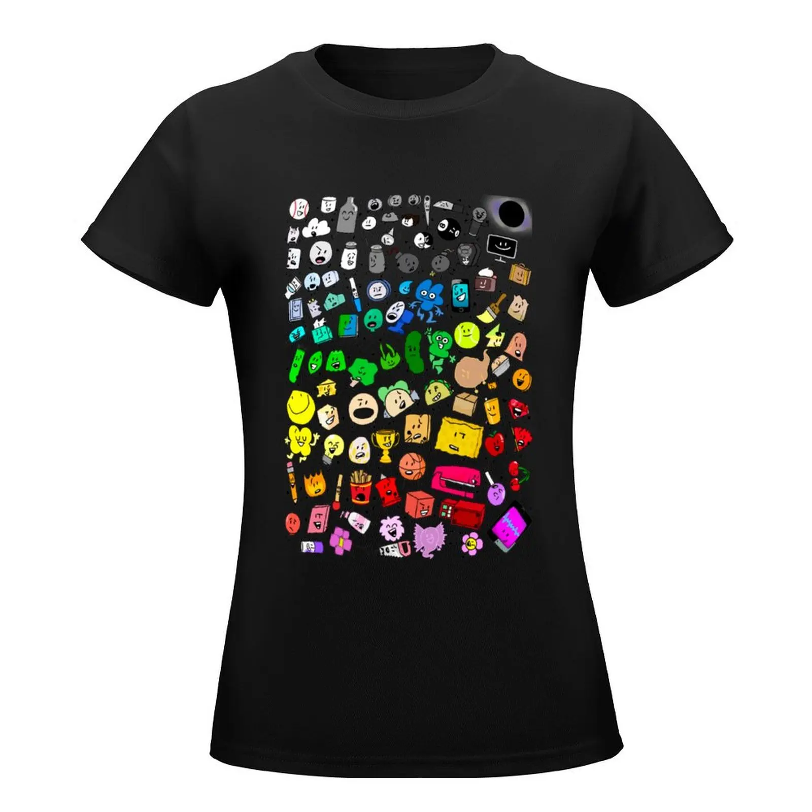 Classic BFDI Inanimate Insanity All Characters (Transparent) T-Shirt korean fashion female tops summer clothes clothes for woman