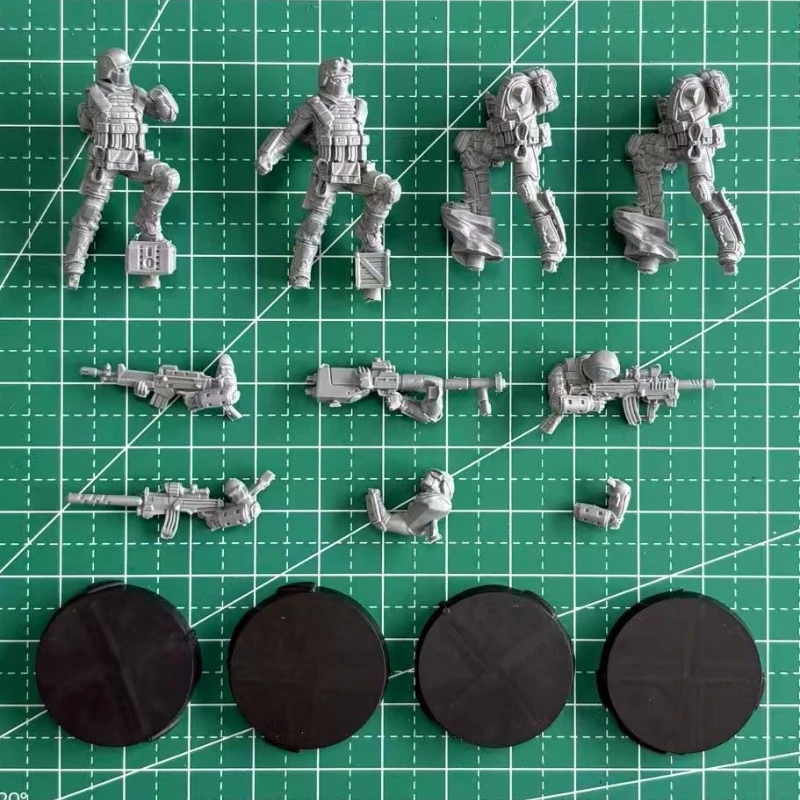 25mm Scale Resin Assembled Model Kit War Game Chess Sub Hardened Soldiers Fireteam Hobby Miniature Toys Unassembled Unpainted