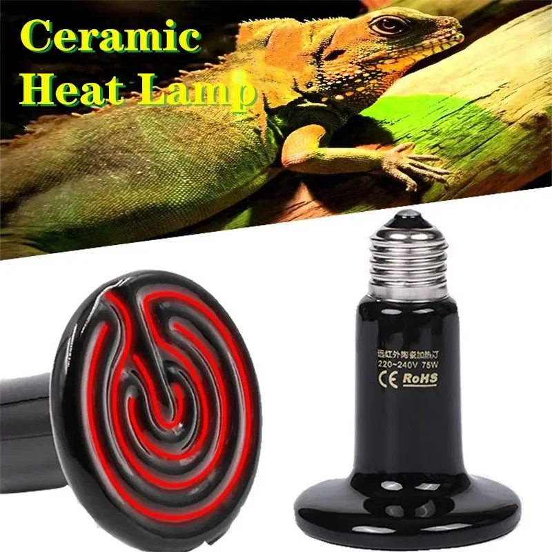 Réptil lâmpada de aquecimento cerâmica infravermelha distante 25w 50 75 100 150 200 pet chocadeira galinheiro aquecedor lâmpada terrarios de répteis