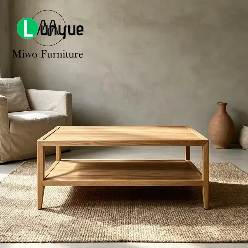 French Modern Vintage Classic Oak Rectangle Coffee Table for Living Room Hotel Furniture Central Cocktail Table Durable