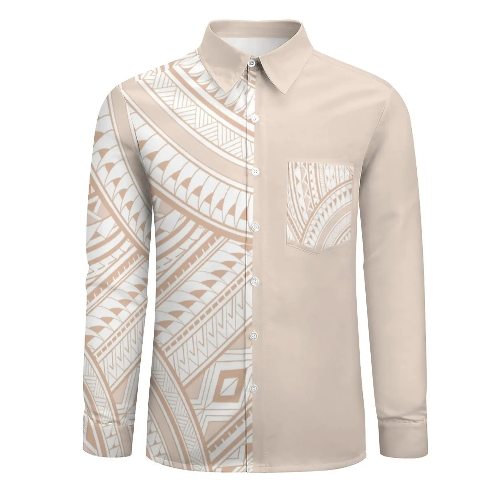 Polynesian Tribal Style Samoan Pattern Design Long Sleeve Shirt Men Plus Size 6XL Wholesale Maoli Tattoo Arm Shoulder Tattoo