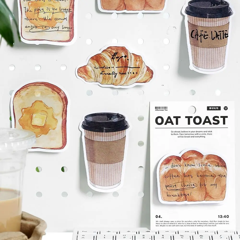 Message Paper Bread Toast Coffee Shape Sticky Notes Post Memos Self Sticky Memo Note Paper Markers Flags Hand-tear