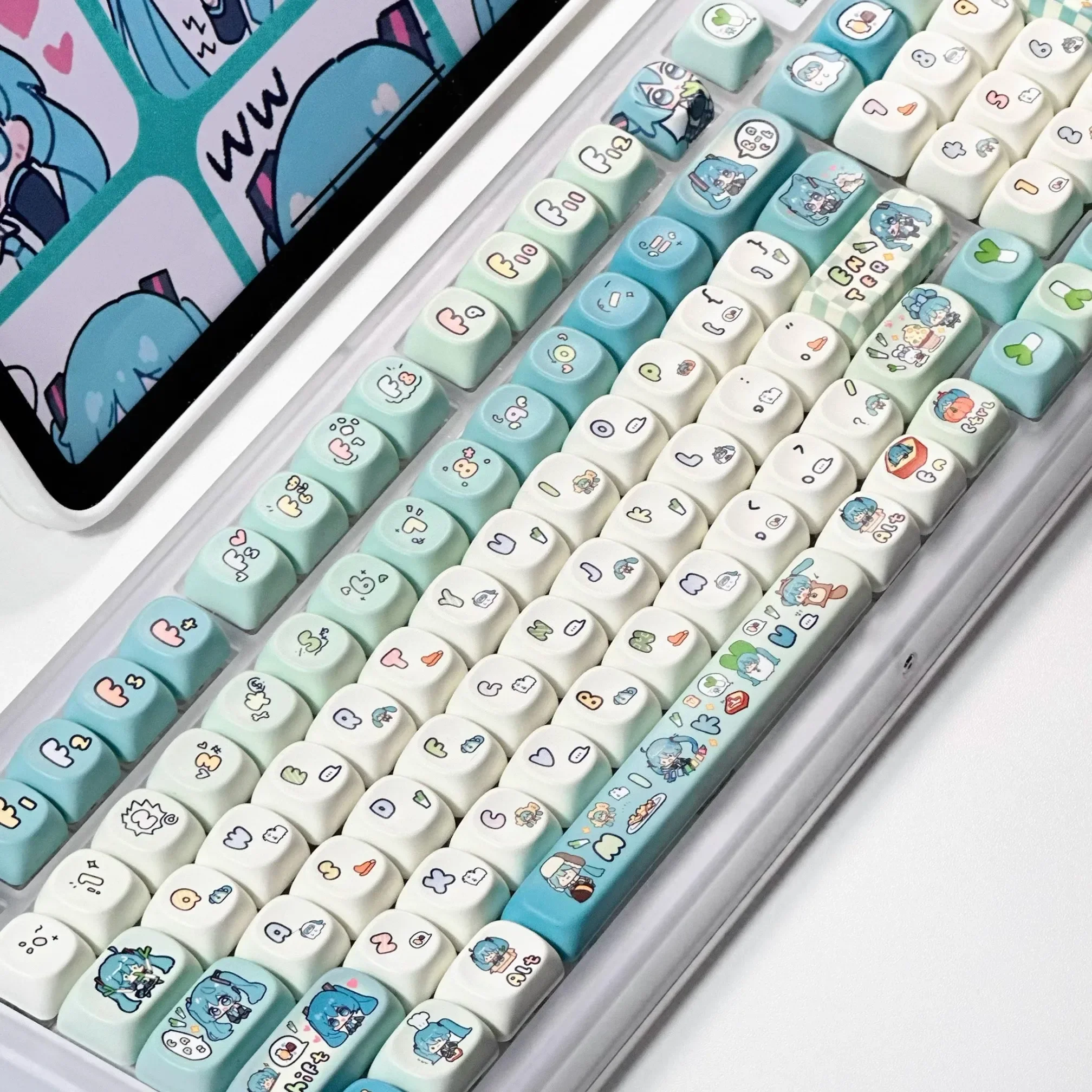 Imagem -04 - Miku Anime Keycap Xoa Pbt Cartoon Keycap Individuation Keyconjunto para Teclado Mecânico para Jogos Switch Presentes