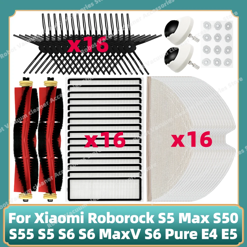 

Compatible For Roborock S5 / S5 Max / S6 / S6 MaxV / S6 Pure / E4 / E5 / S51 / S52 / S55 Main Side Brush Filter Mop Cloth Parts