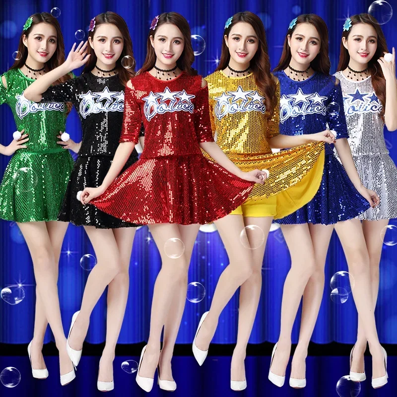 Festival Sequin Hip Hop Dj Jazz Dance Dress Costume Women Modern Stage Performance Street Dance Costumes DS Set Rave Outfit