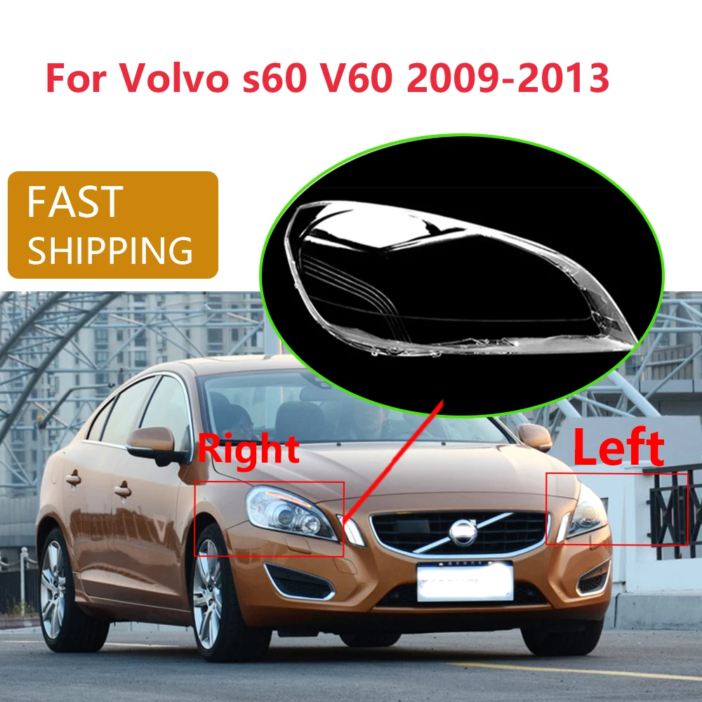

Car Front Headlight Lens Cover For Volvo S60 V60 2009-2013 Clear Light Glass Shell Plexiglass Transparent Headlamp Cover