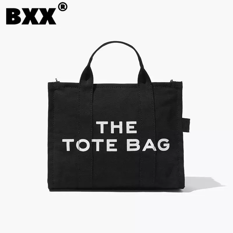 

[BXX] Soft Canvas Bag Tote Women Handbags Letter Luxury Shoulder Bags Brands Shopper Purses Crossbody Bags for Women Clutch