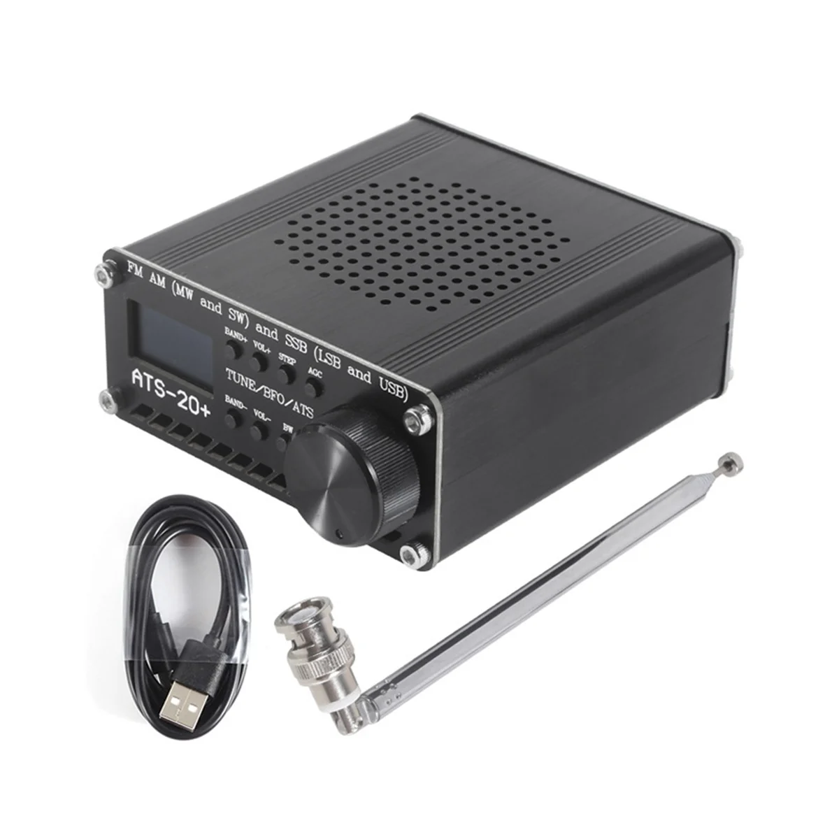 Si4732 -20+ ATS20 Portable Shortwave Radio Receiver DSP SDR Receiver FM AM (MW SW) and SSB (LSB USB) with Antenna