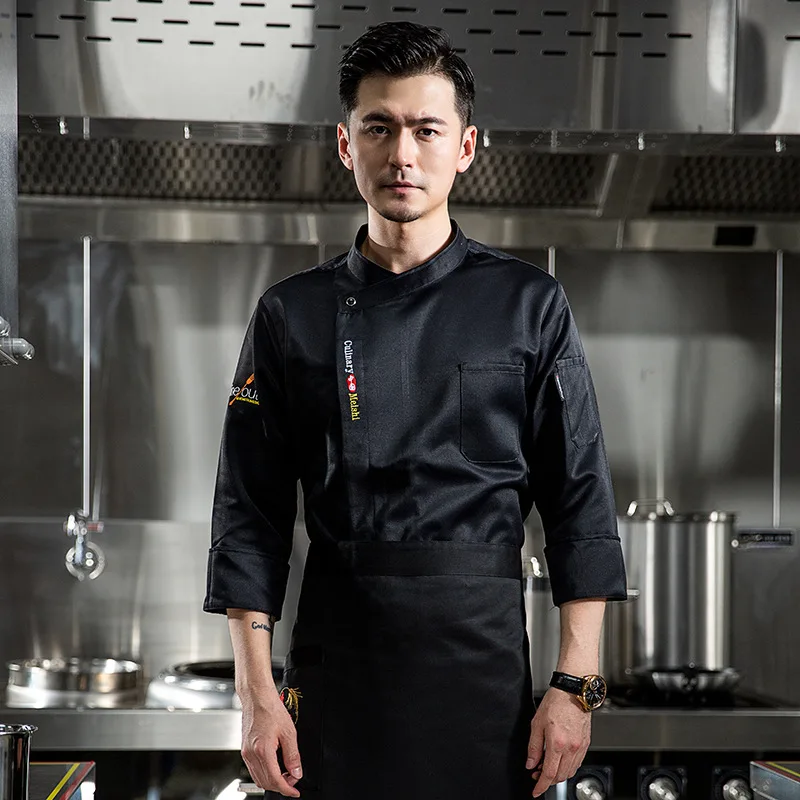 

Chef Overalls Long-Sleeved Men's Catering Western Baking Cake Kitchen Large Size Work Wear Autumn and Winter Restaurant Clothing