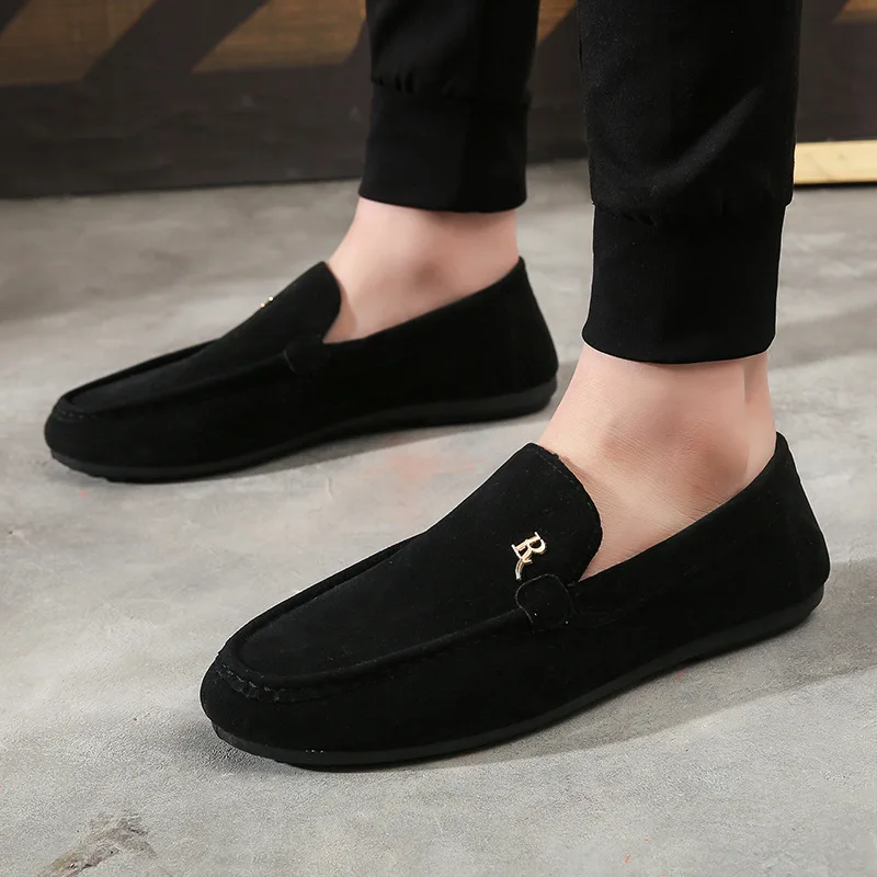 2023 Shoes for Men Soft Comfortable Black  Mens Loafers Brand Fashion Slip-On Flats Sneakers Moccasin Driving Casual Shoes