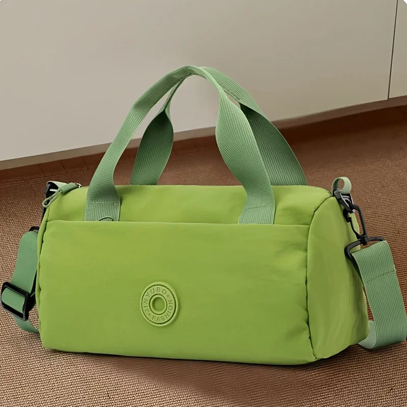 

Lightweight StylishLining Removable Straps Zipper Closure Compact Round Barrel Design Women Messenger Bag Nylon with Polyester