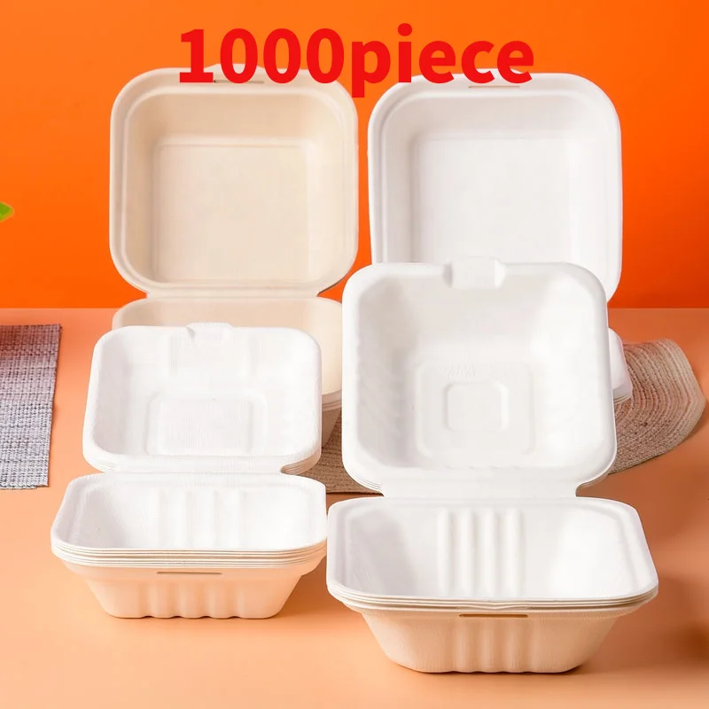 

10 00piece.Custom.PCT061 Disposable Compostable Microwavable Sugarcane Biodegradable Corrugated Pack Burger Paper Packaging 6 In