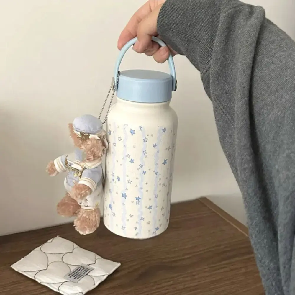 Cute 900ml Vacuum Cup Blue Star Puppy Insulated Water Bottle Stainless Steel Portable Thermal Car Cup