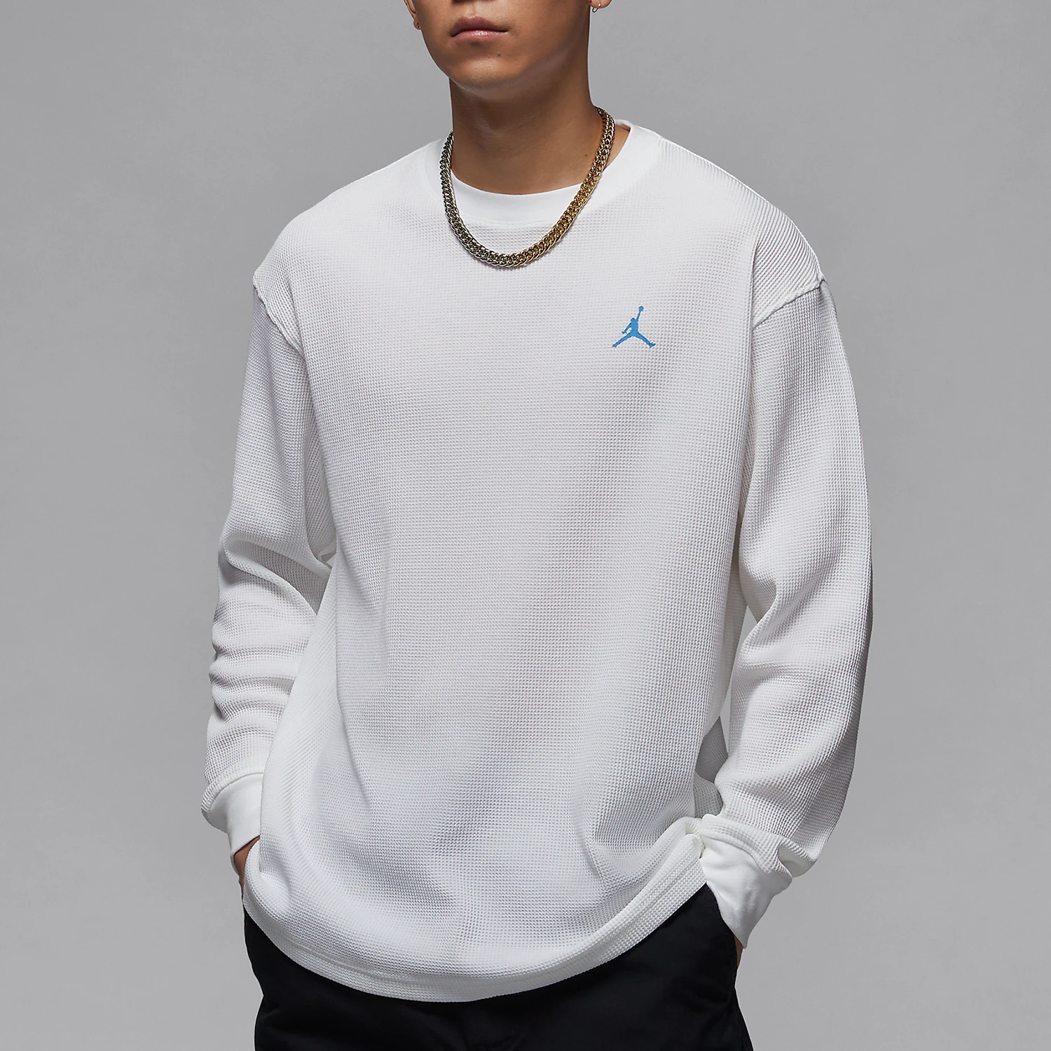 

Nike genuine JORDAN men's minimalist loose knit casual crew neck T-shirt FV7457-100