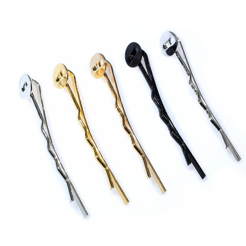 50pcs Hairpins Hair Clips Base Setting 7mm Inner Size Cabochons Flat Bezel Tray 44mm Length DIY Hairpin Jewelry Making Findings image 6