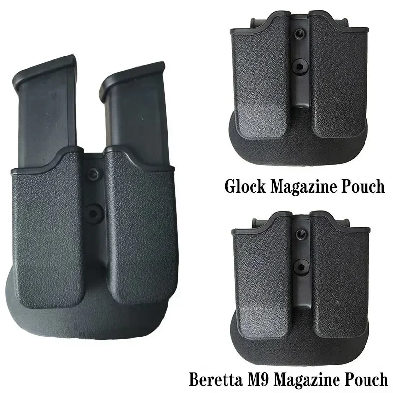 

Tactical 9mm Double Magazine Pouches for Glock 17 Beretta M9 M92 Colt 1911 Hunting Universal 9mm .40 Mag Holster Mag Holster