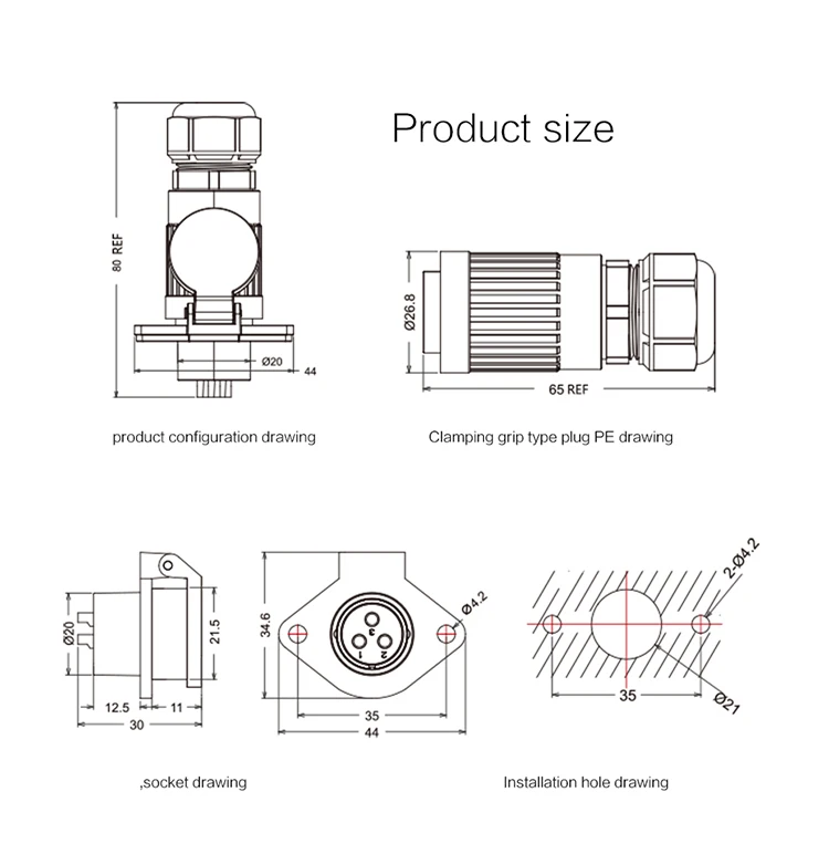 CNLINKO YA20 2-Pin Wasserdichter Steckverbinder 20A 500V Löttyp Buchsenstecker + Panel-Buchse mit Automatikkappe für Outdoor-Elektronik – Detail 9