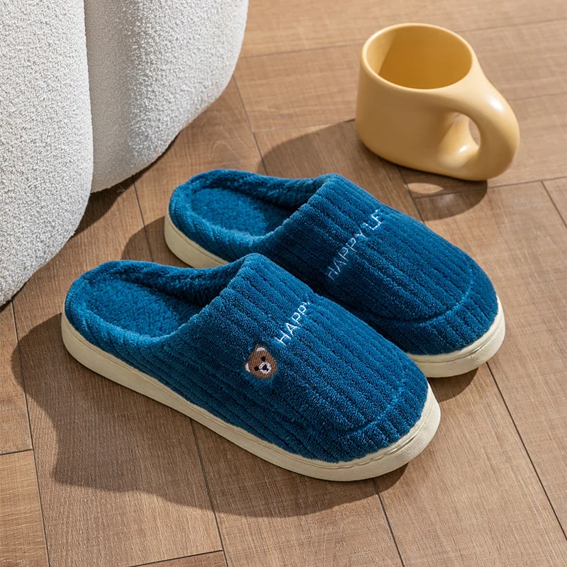 Winter Plush Slippers for Women & Men - Thick Sole Couple House Shoes, Warm Fleece-Lined Indoor Slides with Non-Slip Sole image 6