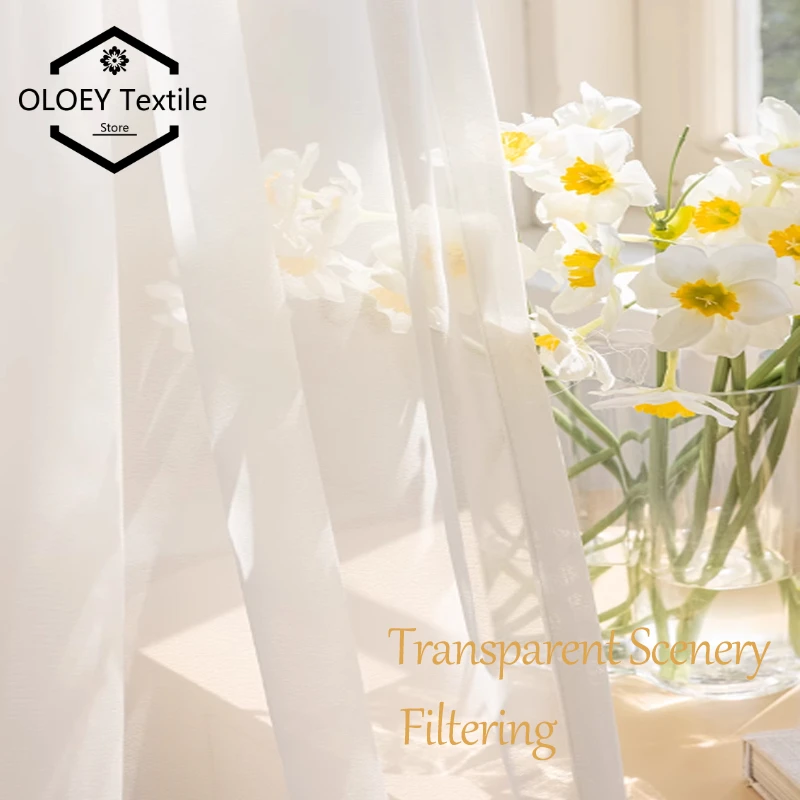 

Luxury Soft Voile Sheer Curtains for Bedroom Living Dining Room Elegant Light Filtering Gauze White Tulle Window Screen Custom