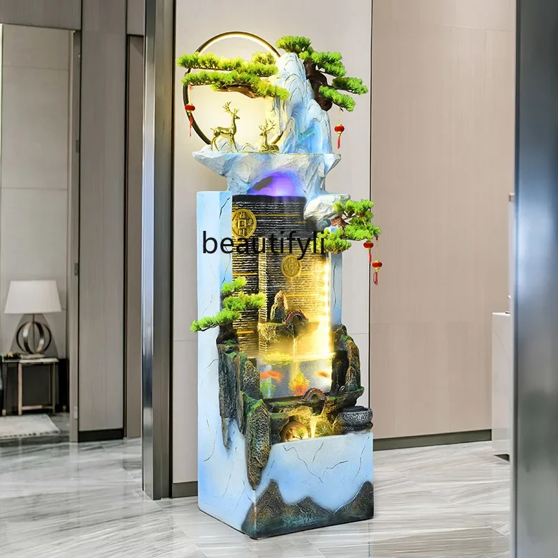 

Modern light luxury fish tank rockery flowing water fountain ornament water curtain wall living room tea room office TV cabinet
