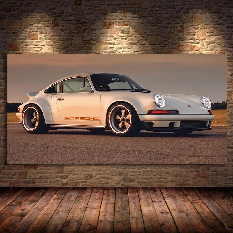 Modern Simple Wall Art Supercar 911 White Car HD Canvas Oil Painting Poster Prints Home Bedroom Living Room Decoration