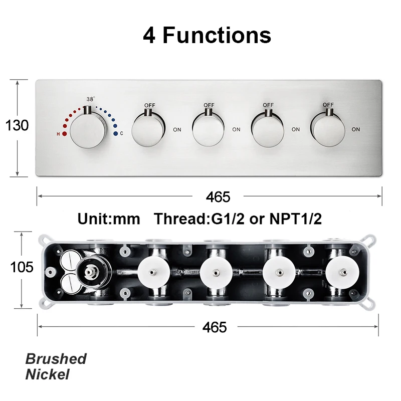 Qlonn Verborgen Thermostatische Mengkraan Messing, Slimme Badkamer Kraan Voor Douche Set Wandmontage Douche Omstelling DIY Kleur/Functie