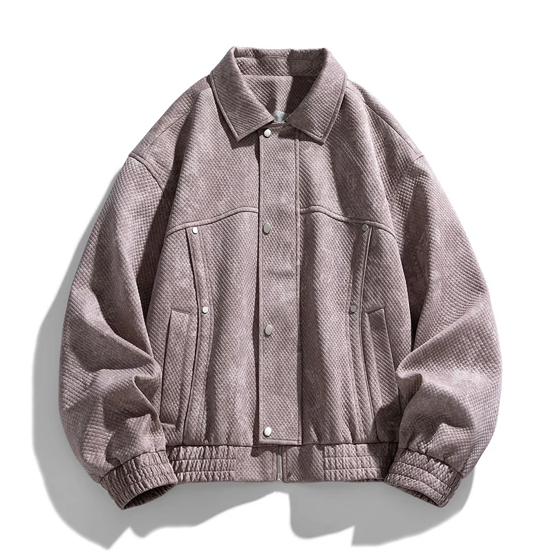 

Spring and Autumn High-end Loose Workwear Motorcycle Denim Jacket for Men, Windproof Lapel, Autumn Fashion Casual Plaid Jacket