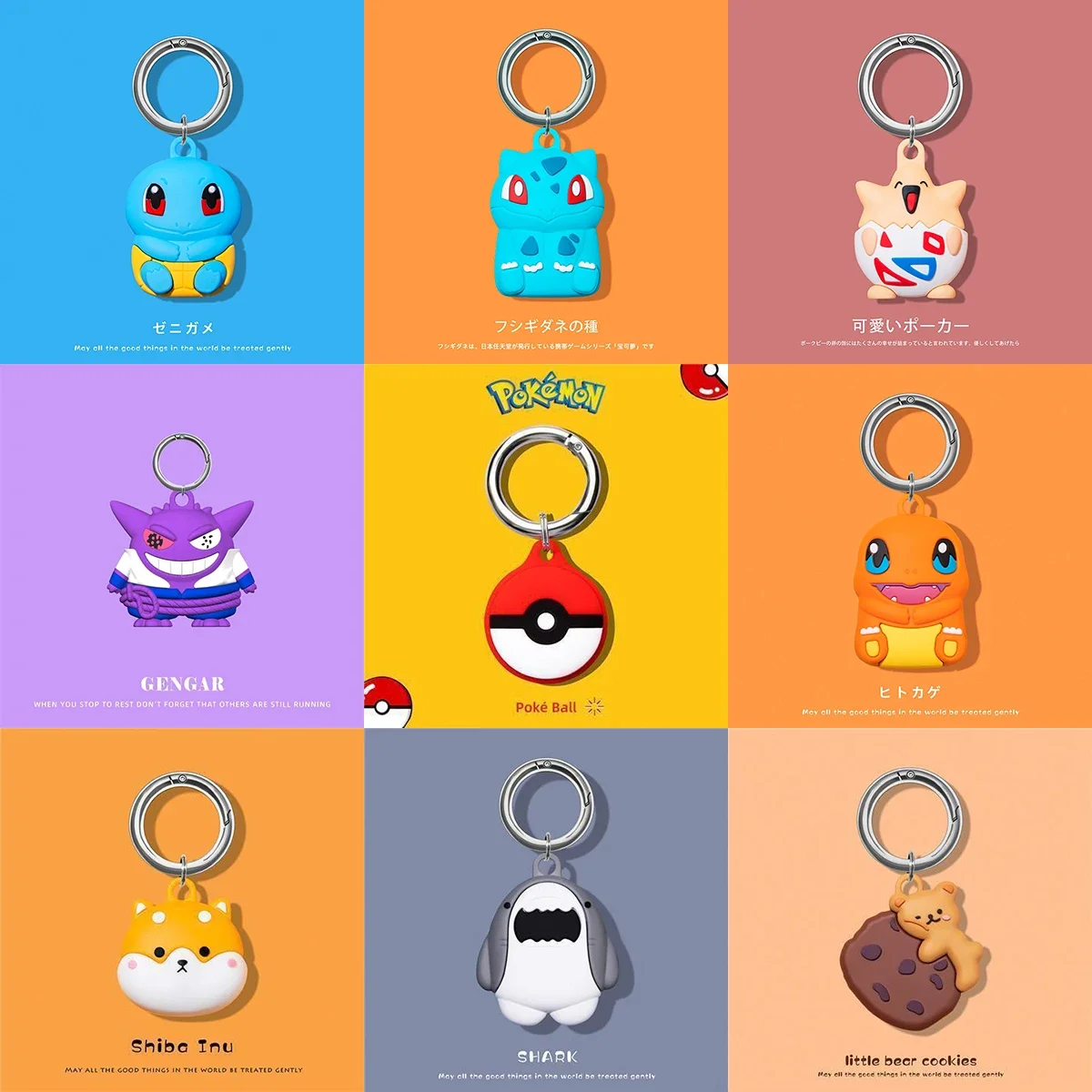 Pokemon For Apple Air Tag Case Cartoon Cute Bread Silicone Anti-lost Keychain Cover For AirTag Protective Sleeve Accessories