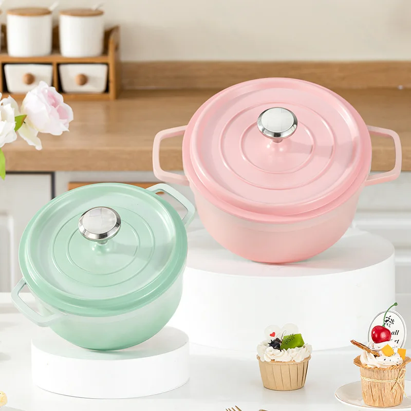 Non-Stick Enamel Soup Pot with Double Handles for Induction Cooker, Micro-Pressure Stewing Pot