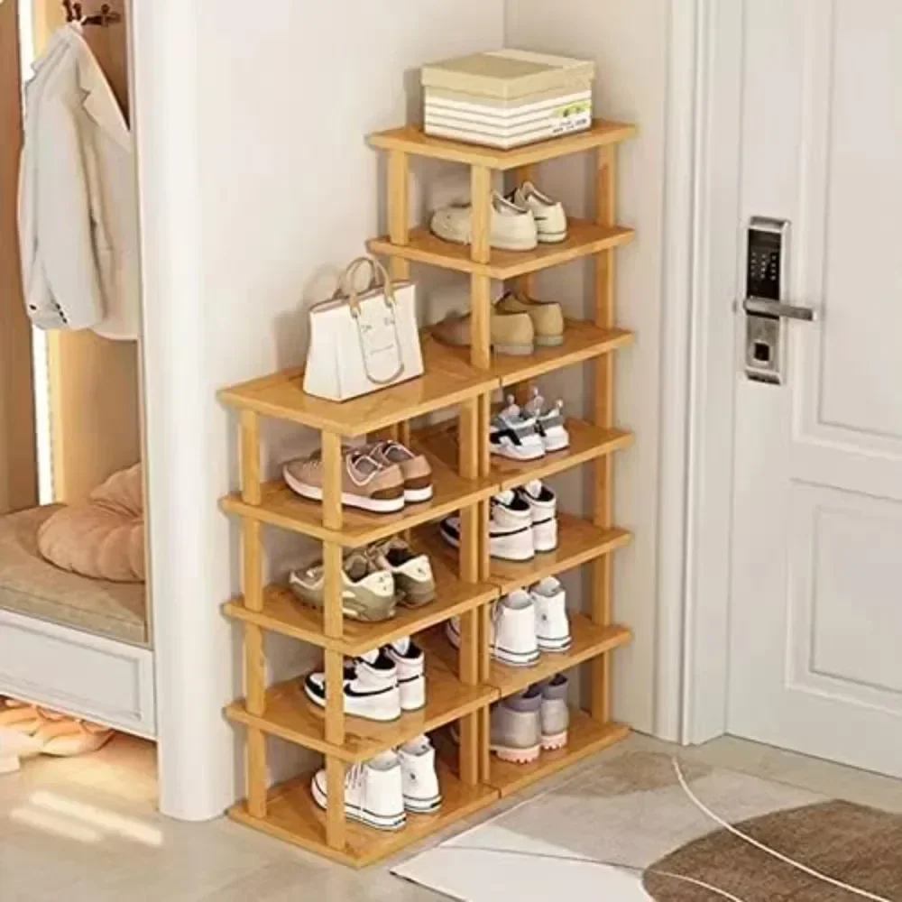 

Bamboo Shoe Rack 12 Tier- Vertical Shoe Rack for Small Spaces, Tall Narrow Shoe Rack Organizer for Closet Entryway Corner Garage