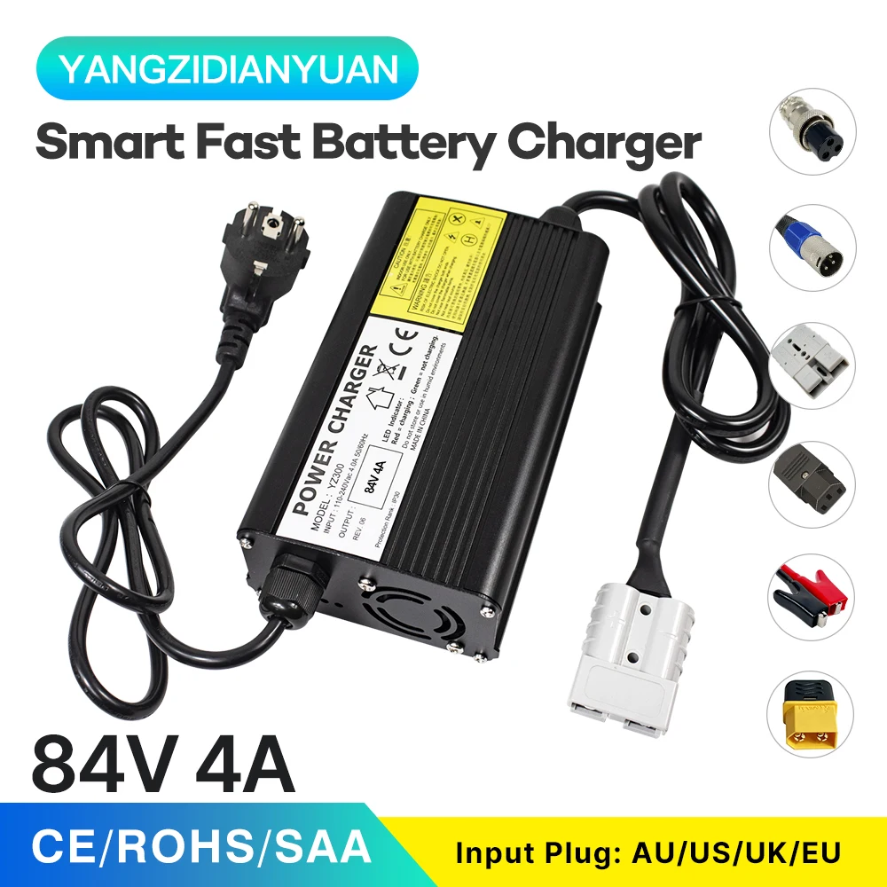 

84V 4A lithium battery charger 20S 72V charger Smart fast charging input 110-240Vac with cooling fan