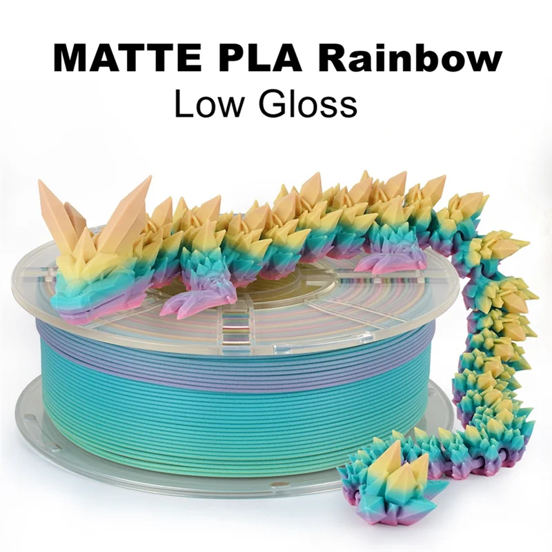

AT43-1.75Mm 1Kg Matte PLA Rainbow Filament Multicolor Gradient Color Change Low Gloss 3D Printer Filament