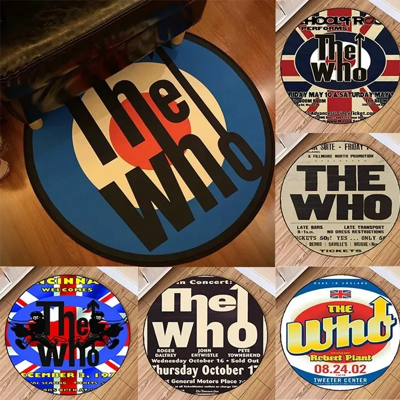 The Who Round Floor Carpet Cool Music Flannel Mat Sound Insulation Pad Living Room Bedroom Home Bar Decoration Creative Carpet