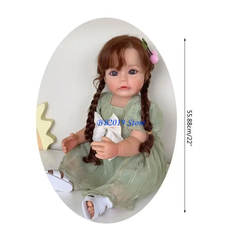Q0KB Realistic Reborns Toddlers Girl 22Inch Reborns Baby Doll Waterproof Silicone Baby with Clothes and Accessory Gift Set