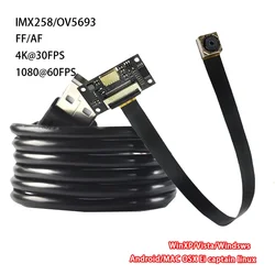 5MP OV5693 12MP IMX258 CMOS 2K/4K 3840x2160 30fps AF/FF USB Camera Module Gezichtsherkenning 75 Graden UVC drive fre MJPEG YUY2