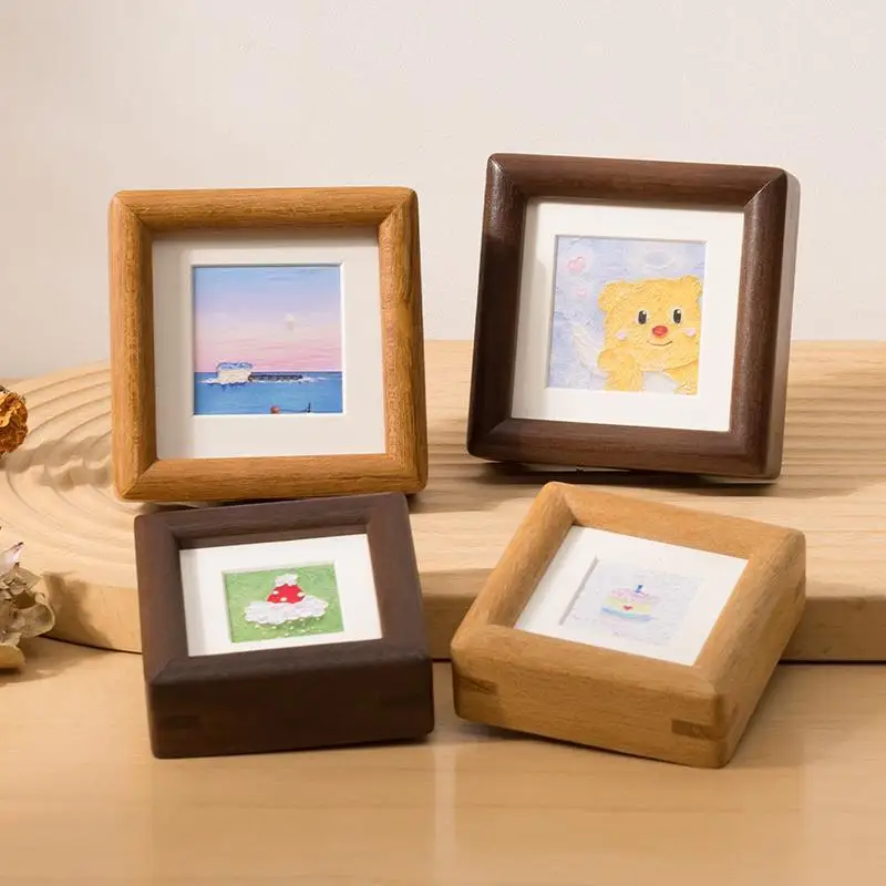 Solid Wood Photo Frame High-Quality Walnut and Teak Desk Thicken Frame Stand Picture Small Frame Home and Office Decor Gifts