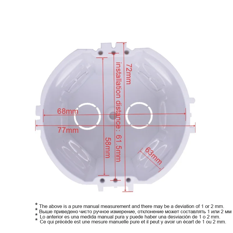 Livolo EU Switch Wall Mount Junction Box,White Plastic Materials Dark Box,Type 86 Cassette Outlet for Switch